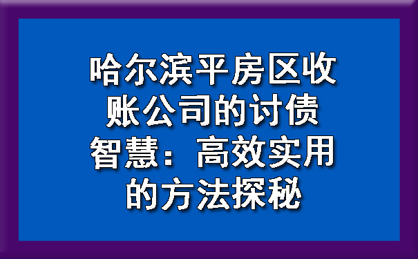 哈尔滨平房区收账公司的讨债智慧：高效实用的方法探秘?