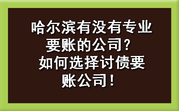 哈尔滨有没有专业要账的公司？如何选择讨债要账公司！?