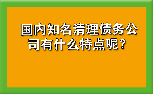 国内知名清理债务公司有什么特点呢？