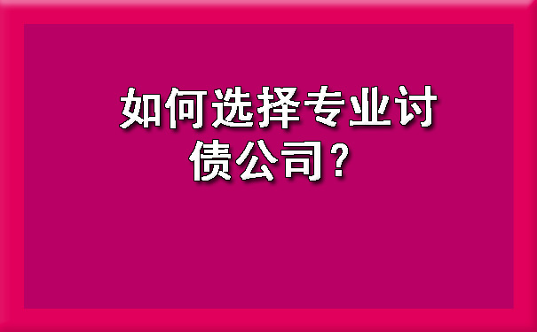 如何选择专业讨债公司？?